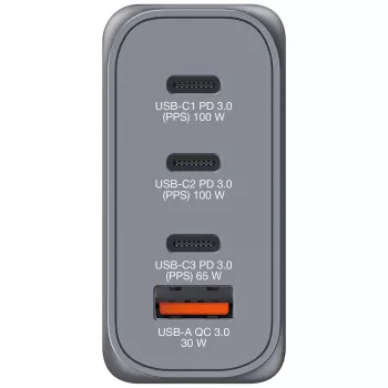 Verbatim GNC-100 GaN Charger 100W with 2 x USB-C PD 100W / 1 x USB-C PD 65W / 1 x USB-A QC 3.0 (EU/UK/US)