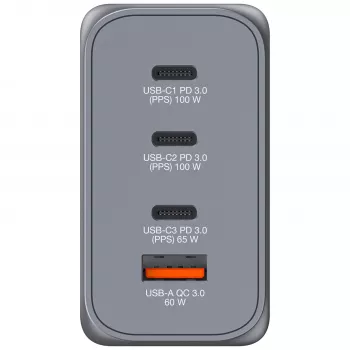 Verbatim GNC-200 GaN Charger 200W with 2 x USB-C PD 100W / 1 x USB-C PD 65W / 1 x USB QC 3.0 (EU/UK/US)