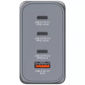 Verbatim GNC-240 GaN Charger 240W with 1 x USB-C 140W /1 x USB-C 100W / 1 x USB-C 65W / 1 x USB-A QC 3.0 (EU/UK/US)