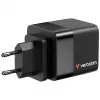 Verbatim GaN Charger 65W 2 Port retractable cable display US plugs with EU and UK adaptors