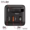 Verbatim GaN Charger 65W 2 Port retractable cable display US plugs with EU and UK adaptors
