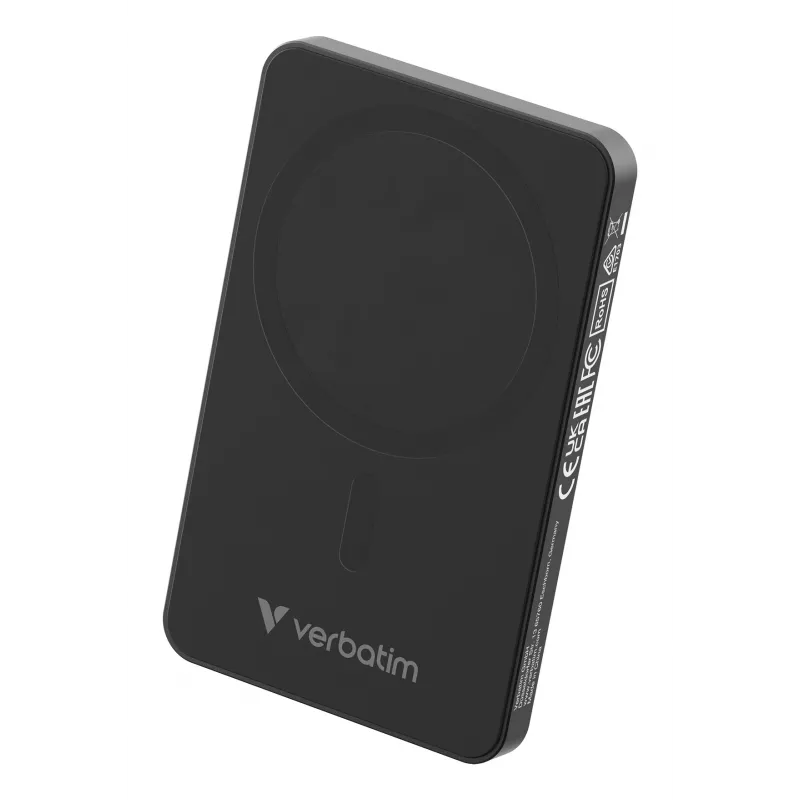 Verbatim Charge 'n' Go Essentials Magnetic Wireless Power Bank 5000 mAh Black