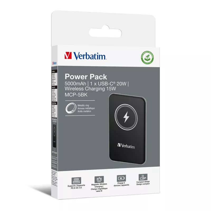 Power bank VERBATIM Charge AnA Go 5000mAh magnetic wireless, black