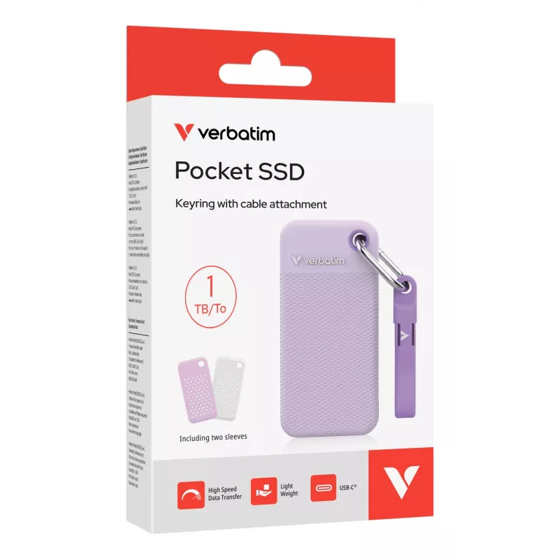 Verbatim Pocket SSD USB 3.2 Gen 2 1TB Purple incl. two rubber sleeves