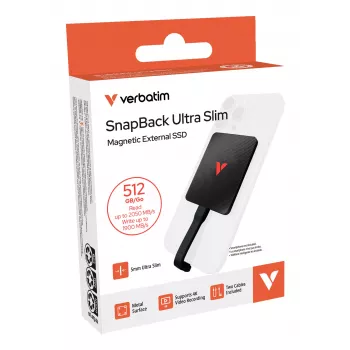 Verbatim SnapBack Ultra Slim SSD 512GB USB Type-C USB 3.2 Gen 2x2 Black