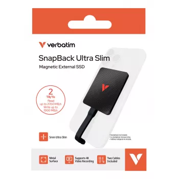 Verbatim SnapBack Ultra Slim SSD 2TB USB Type-C USB 3.2 Gen 2x2 Black