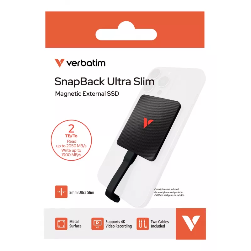 Verbatim SnapBack Ultra Slim SSD 2TB USB Type-C USB 3.2 Gen 2x2 Black