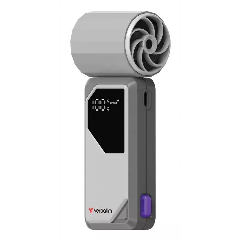 Verbatim Cool’n’Go AirJet Handheld Fan Grey/Purple, Grey, Purple, Handheld fan, 1 pc(s), 6 W, Lithium-Ion (Li-Ion), 3.7 V