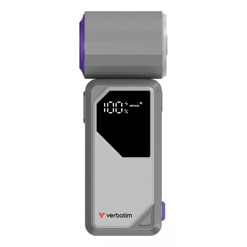 Verbatim Cool’n’Go AirJet Handheld Fan Grey/Purple, Grey, Purple, Handheld fan, 1 pc(s), 6 W, Lithium-Ion (Li-Ion), 3.7 V