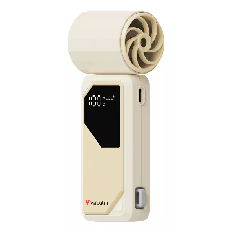 Verbatim Cool’n’Go AirJet Handheld Fan White/Silver, Silver, White, Handheld fan, 1 pc(s), 6 W, Lithium-Ion (Li-Ion), 3.7 V