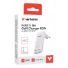 Verbatim Fold 'n' Go GaN Charger 65W EU plug White, Indoor, AC, 20 V, White