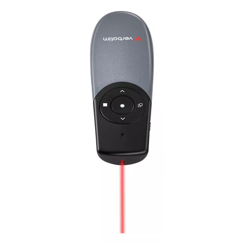 Verbatim Focus Wireless Presenter with Red Laser Pointer, RF, USB, 30 m, Black, Silver