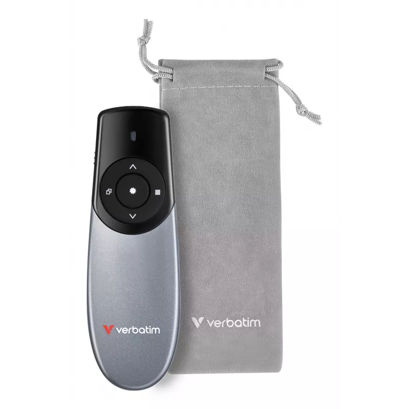 Verbatim Focus Wireless Presenter with Red Laser Pointer, RF, USB, 30 m, Black, Silver