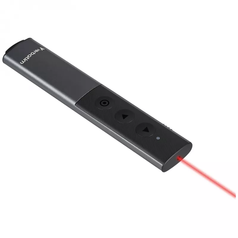 Verbatim Agenda Wireless Presenter with Red Laser Pointer, RF, USB, 100 m, Black, Silver