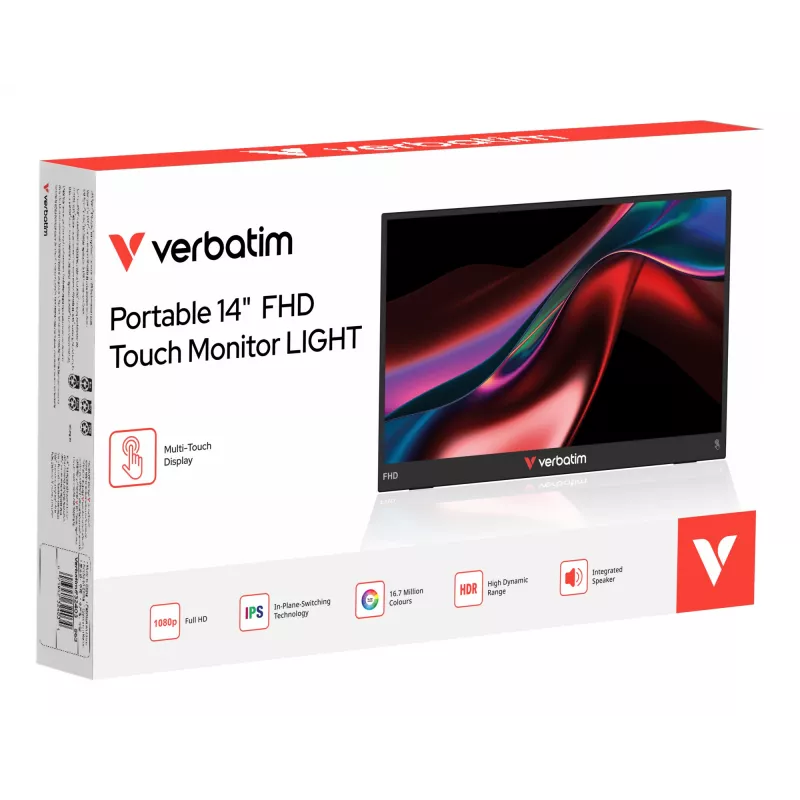 Portable Monitor Verbatim 14 inch FHD Touch LCD 1920x1080