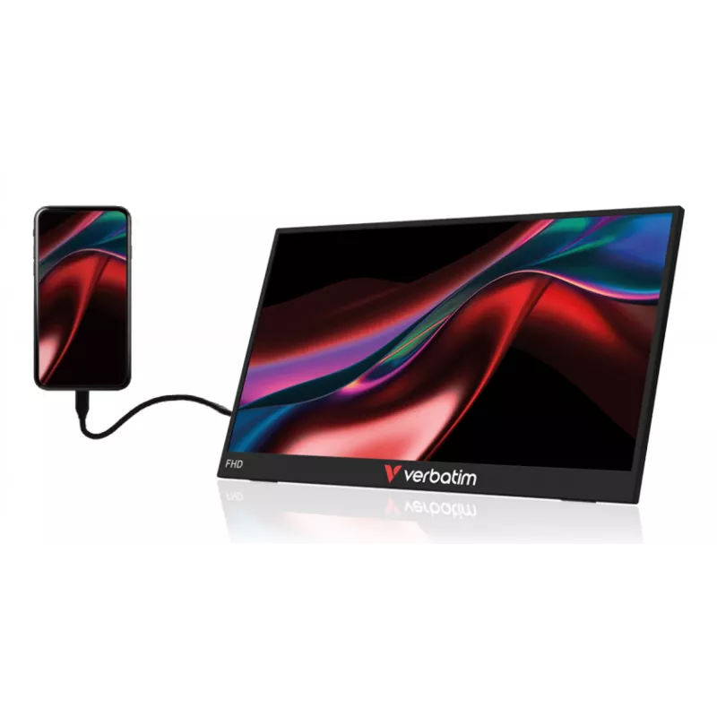 Verbatim Portable 15.6 inch FHD Monitor LIGHT, 39.6 cm (15.6 inch), LCD, 1920 x 1080 pixels, Full HD, 16:9, 10 ms