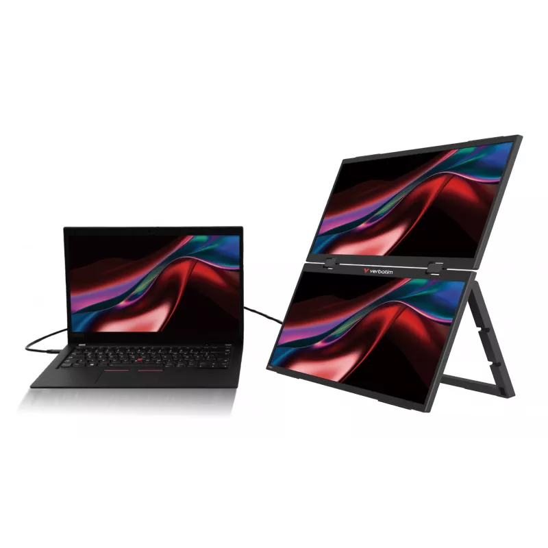 Verbatim Portable 15.6 inch FHD Dual Monitor Essentials, 39.6 cm (15.6 inch), LCD, 1920 x 1080 pixels, Full HD, 16:9, 10 ms