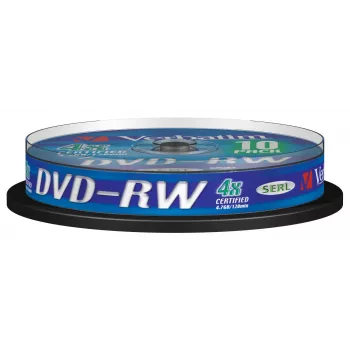 Verbatim DVDVER00072B, DVD-RW, Spindle, 10 pc(s), 4.7 GB