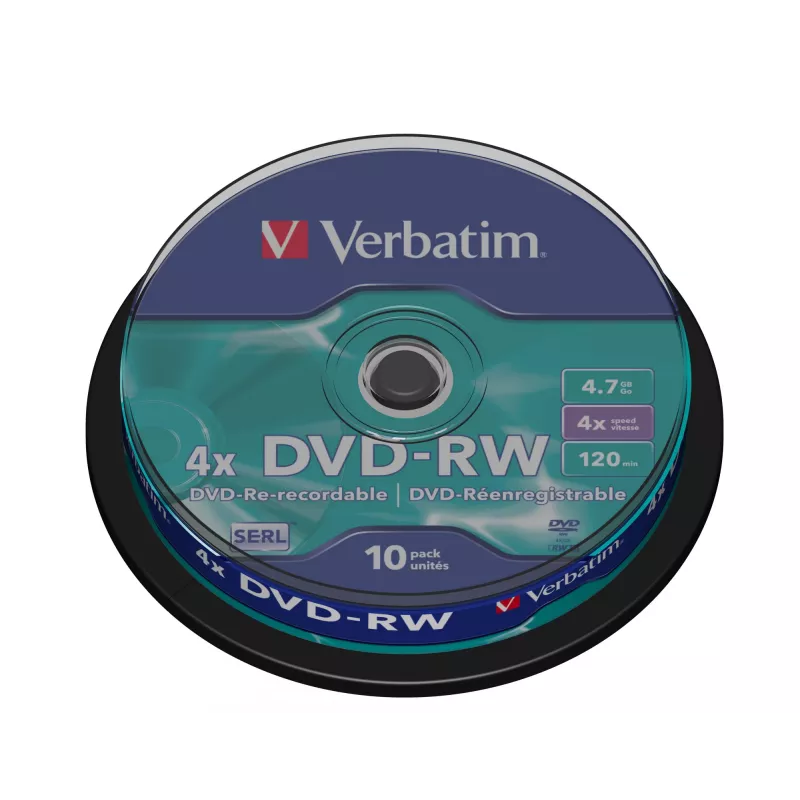 Verbatim DVDVER00072B, DVD-RW, Spindle, 10 pc(s), 4.7 GB