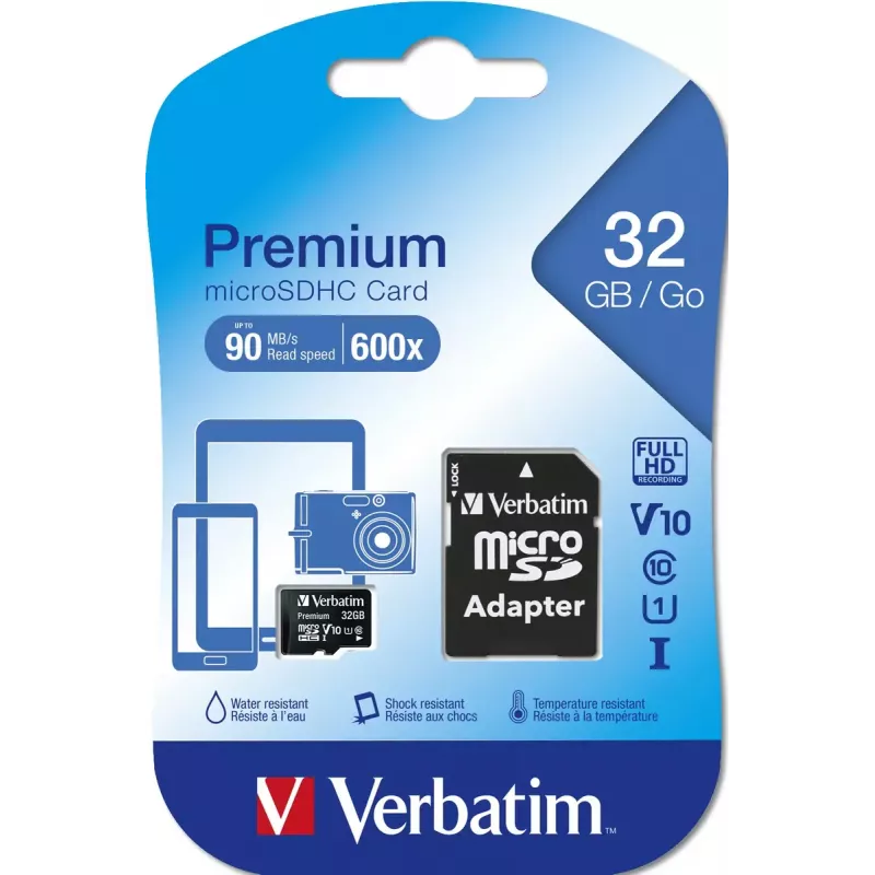Flash Memory Verbatim Premium 32GB MicroSDHC Class 10 44083