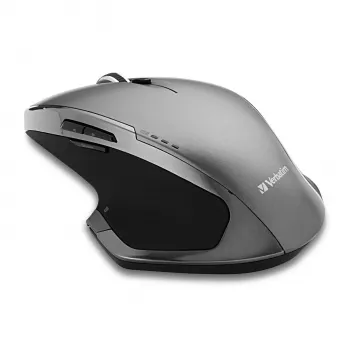 Verbatim 8-Button Wireless Blue LED Mouse, Blue LED, RF Wireless, 1600 DPI, Black, Grey