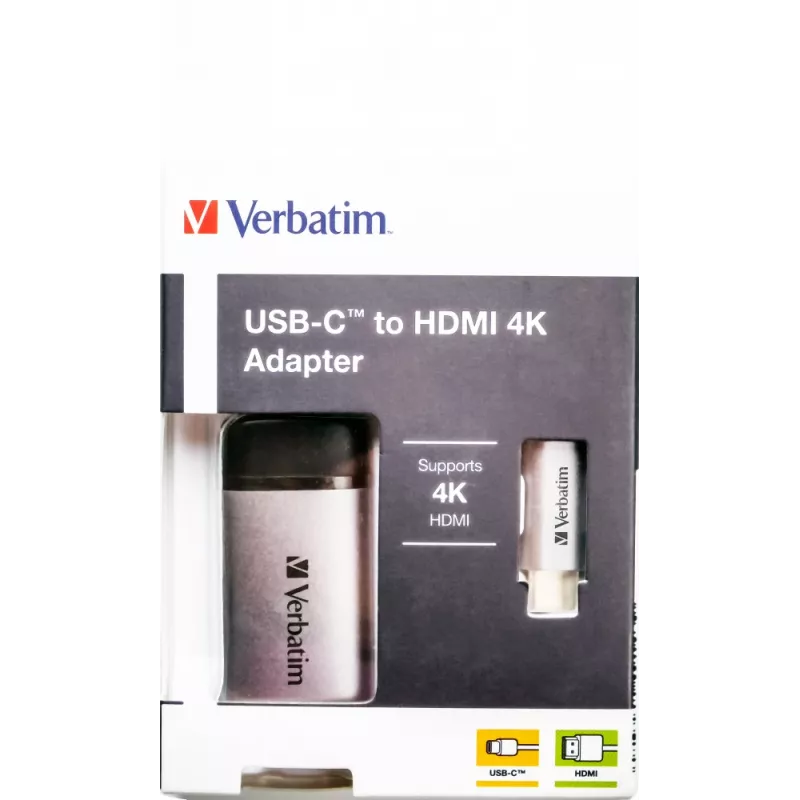 Verbatim 49143 video cable adapter 0.1 m USB Type-C HDMI Black, Silver