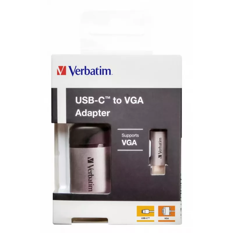 Verbatim 49145 video cable adapter 0.01 m USB Type-C VGA (D-Sub) Black, Silver