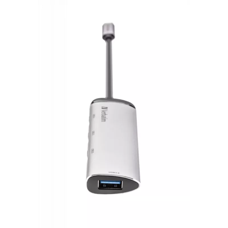 Verbatim USB-C Multiport Hub Four port USB 3.2 Gen 1, USB 3.2 Gen 1 (3.1 Gen 1) Type-C, USB 3.2 Gen 1 (3.1 Gen 1) Type-A, 5000 Mbit/s, Grey, Aluminium, Plastic, 0.15 m