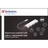 Verbatim USB-C Multiport Hub Four port USB 3.2 Gen 1, USB 3.2 Gen 1 (3.1 Gen 1) Type-C, USB 3.2 Gen 1 (3.1 Gen 1) Type-A, 5000 Mbit/s, Grey, Aluminium, Plastic, 0.15 m