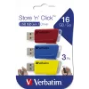 Verbatim Store 'n' Click - USB 2.0 Drive 3.2 GEN1 - 3x16 GB - Red/Blue/Yellow