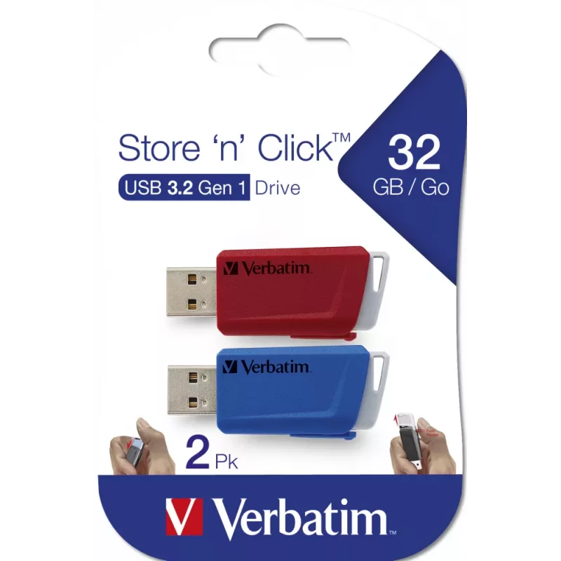 Verbatim Store 'n' Click - USB 2.0 Drive 3.2 GEN1 - 2x32 GB - Red/Blue