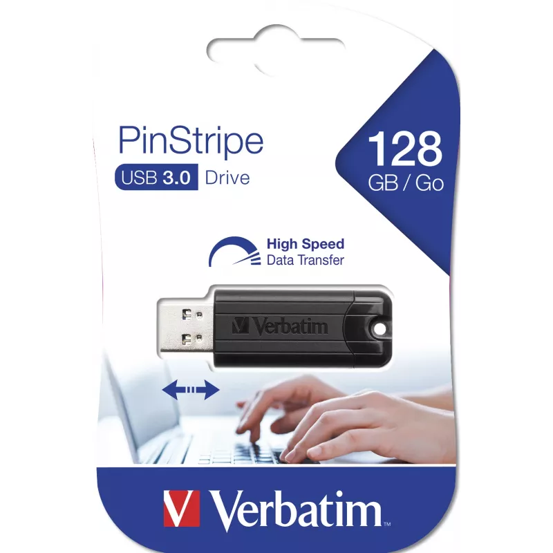 Verbatim PinStripe 3.0 - USB 3.0 Drive 128GB  - Black