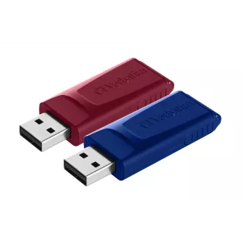 Verbatim Slider - USB Drive - 2x32 GB - Blue/Red, 32 GB, USB Type-A, 2.0, Slide, 8 g, Blue, Red