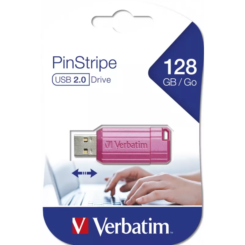 Verbatim PinStripe USB flash drive 128 GB USB Type-A 2.0 Pink