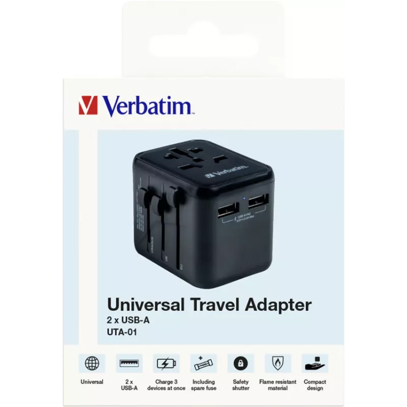 Verbatim 49543 power plug adapter Universal Black