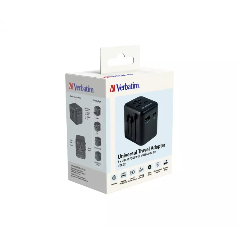 Verbatim 49544 power plug adapter Universal Black