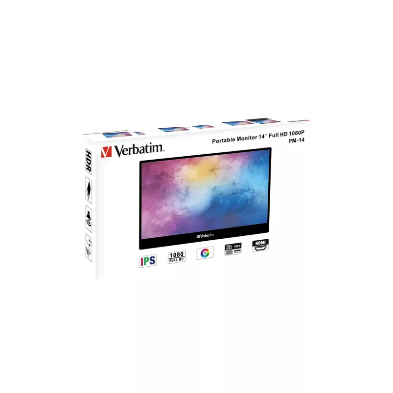 Verbatim 49590 computer monitor 35.6 cm (14 inch) 1920 x 1080 pixels Full HD LCD Black