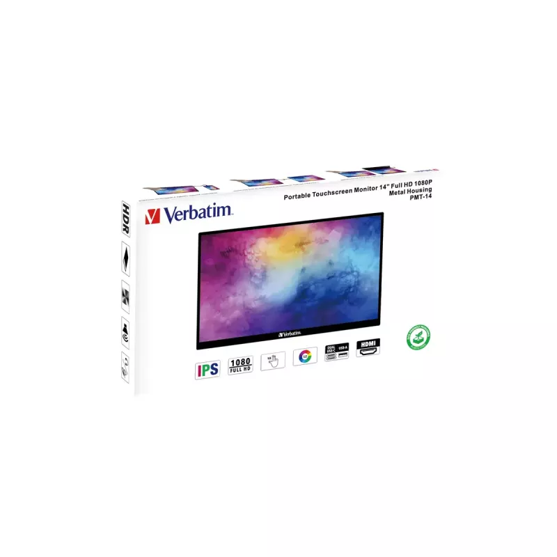 Verbatim 49591 computer monitor 35.6 cm (14 inch) 1920 x 1080 pixels Full HD LCD Touchscreen Black
