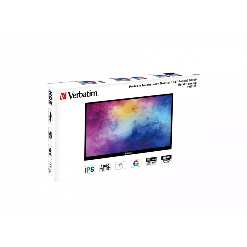 Verbatim 49592 computer monitor 39.6 cm (15.6 inch) 1920 x 1080 pixels Full HD LCD Touchscreen Black