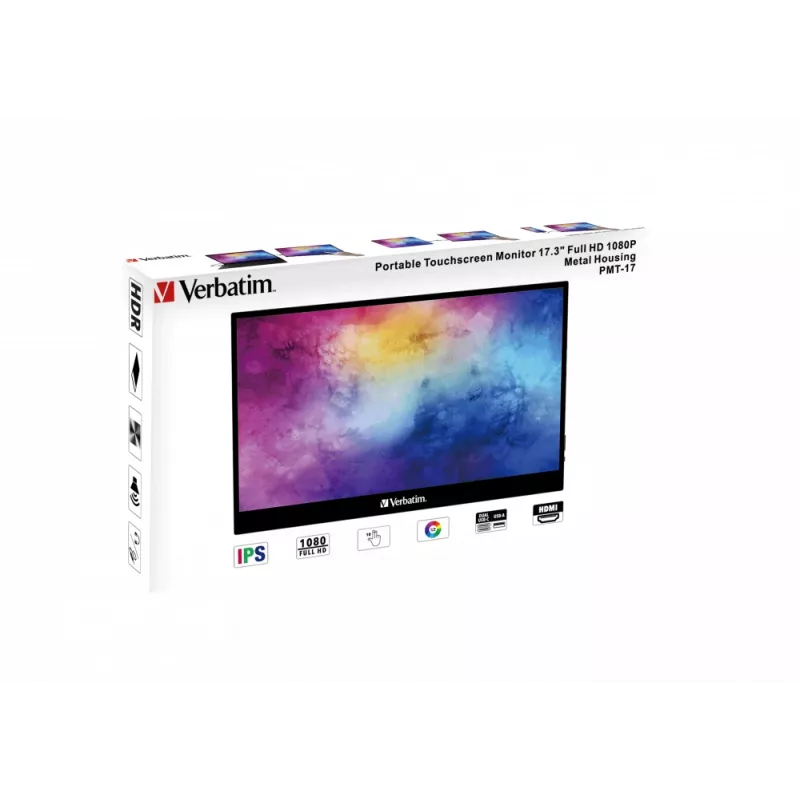 Verbatim 49593 computer monitor 43.9 cm (17.3 inch) 1920 x 1080 pixels Full HD LCD Touchscreen Black