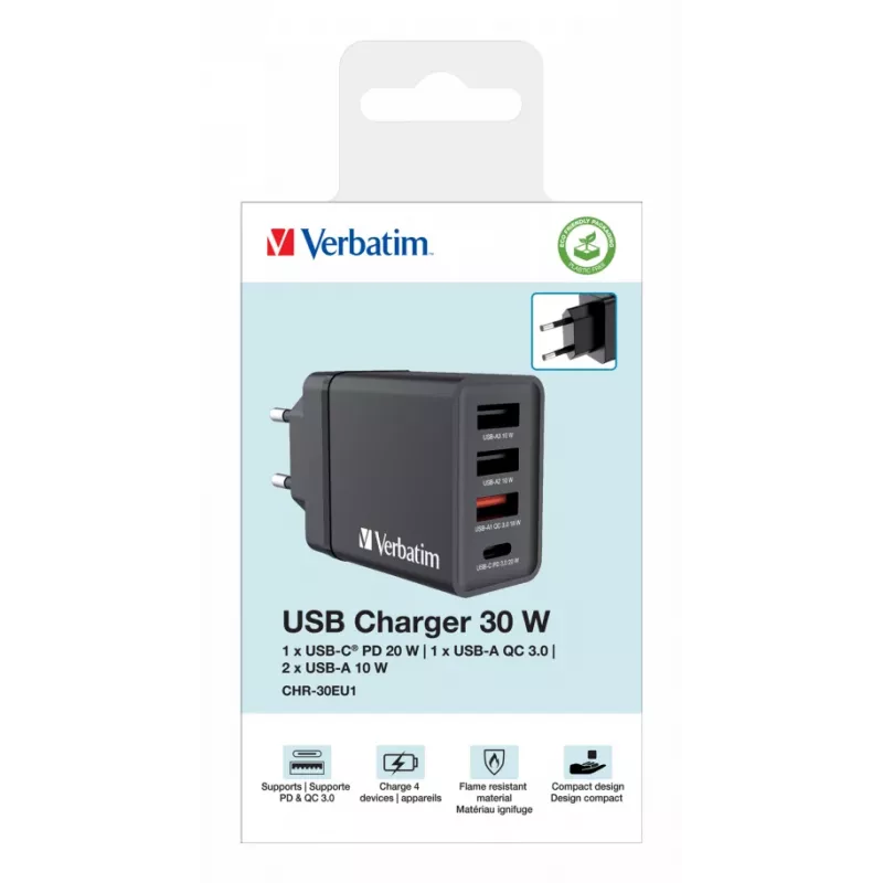 Verbatim 49700 mobile device charger Universal Black AC Fast charging Indoor
