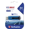 Verbatim V3 MAX - USB 3.0 Drive 64 GB - Blue, 64 GB, USB Type-A, 3.2 Gen 1 (3.1 Gen 1), Slide, 10 g, Blue