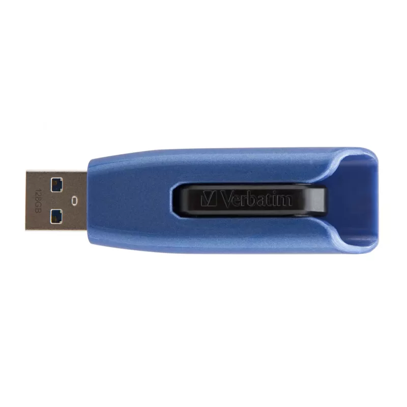Verbatim V3 MAX - USB 3.0 Drive 128 GB - Blue, 128 GB, USB Type-A, 3.2 Gen 1 (3.1 Gen 1), 175 MB/s, Slide, Black, Blue