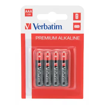 Verbatim AAA 4 Blister Pack Alkaline Batteries, Single-use battery, AAA, Alkaline, 1.5 V, 4 pc(s), Multicolour