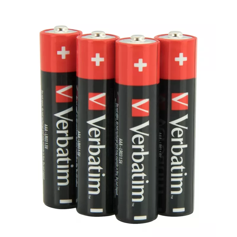 Verbatim AAA 4 Blister Pack Alkaline Batteries, Single-use battery, AAA, Alkaline, 1.5 V, 4 pc(s), Multicolour