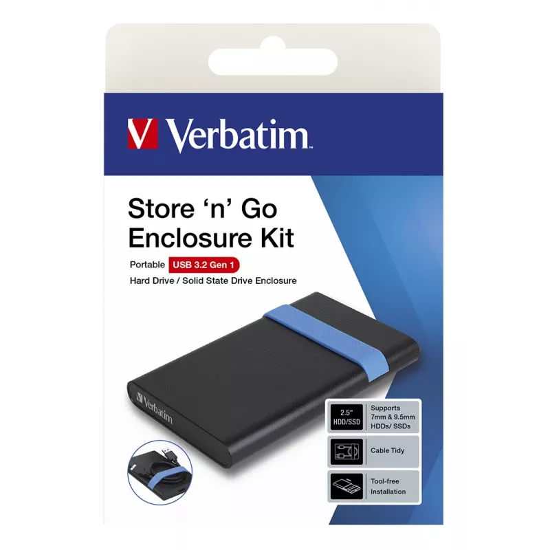 Verbatim Store'N'Go Enclosure Kit HDD/SSD enclosure Black, Blue 2.5 inch