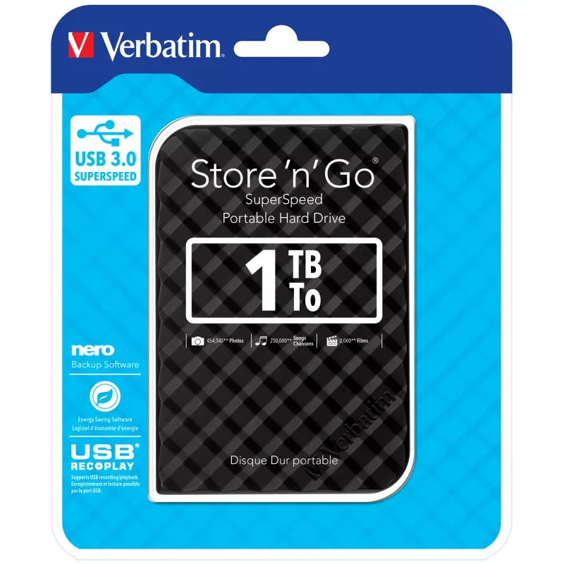 Verbatim Store 'n' Go USB 3.0 Hard Drive 1TB Black