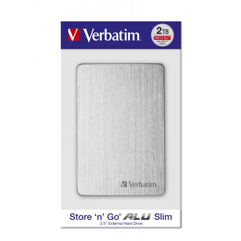 Verbatim Store 'n' Go ALU Slim Portable Hard Drive 1TB Silver