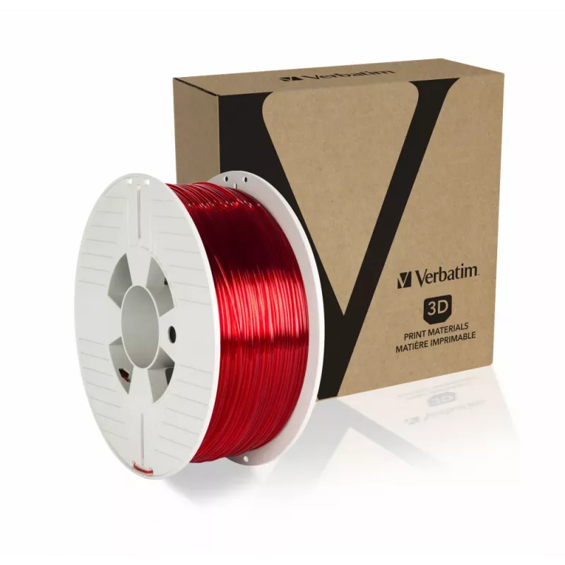 Verbatim 55054 3D printing material Polyethylene Terephthalate Glycol (PETG) Red, Transparent 1 kg