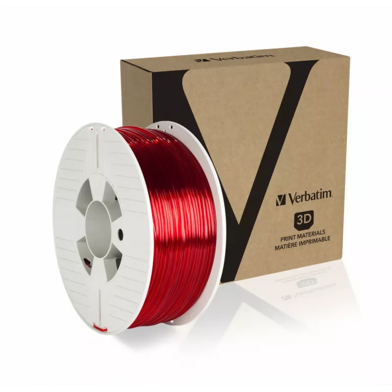 Verbatim 55062 3D printing material Polyethylene Terephthalate Glycol (PETG) Red, Transparent 1 kg